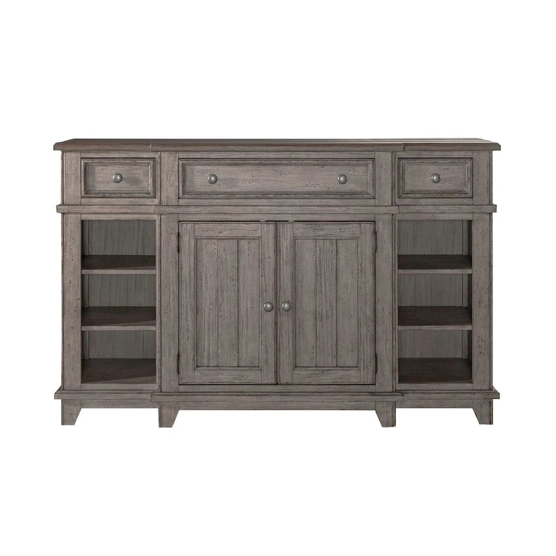 Breakfront Server in Distressed White or Grey