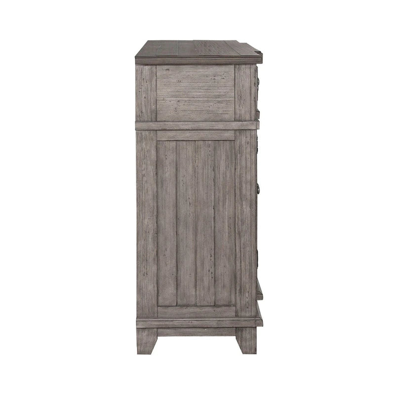 Breakfront Server in Distressed White or Grey