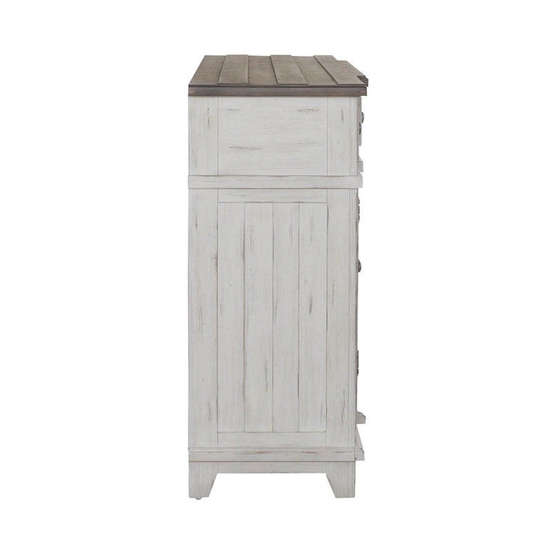 Breakfront Server in Distressed White or Grey