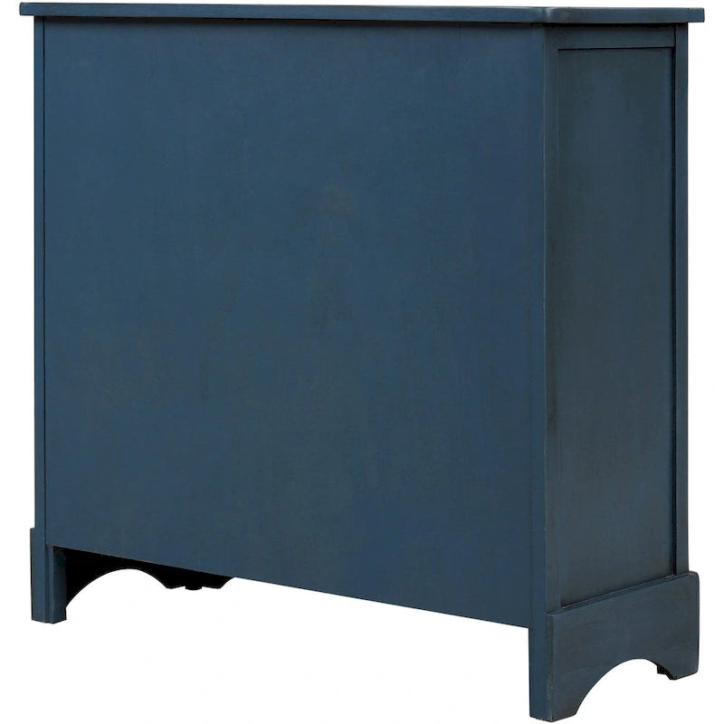 Solid Wood Storage Cabinet with Two Drawers and Four Rattan Basket No Assembly