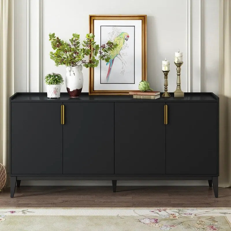 Storage Cabinet Sideboard Wooden Cabinet with 4 Doors for Hallway, Entryway, Living Room, Bedroom, Adjustable Shelf