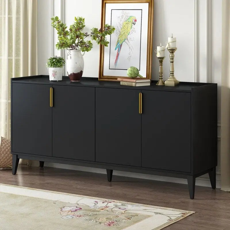 Storage Cabinet Sideboard Wooden Cabinet with 4 Doors for Hallway, Entryway, Living Room, Bedroom, Adjustable Shelf