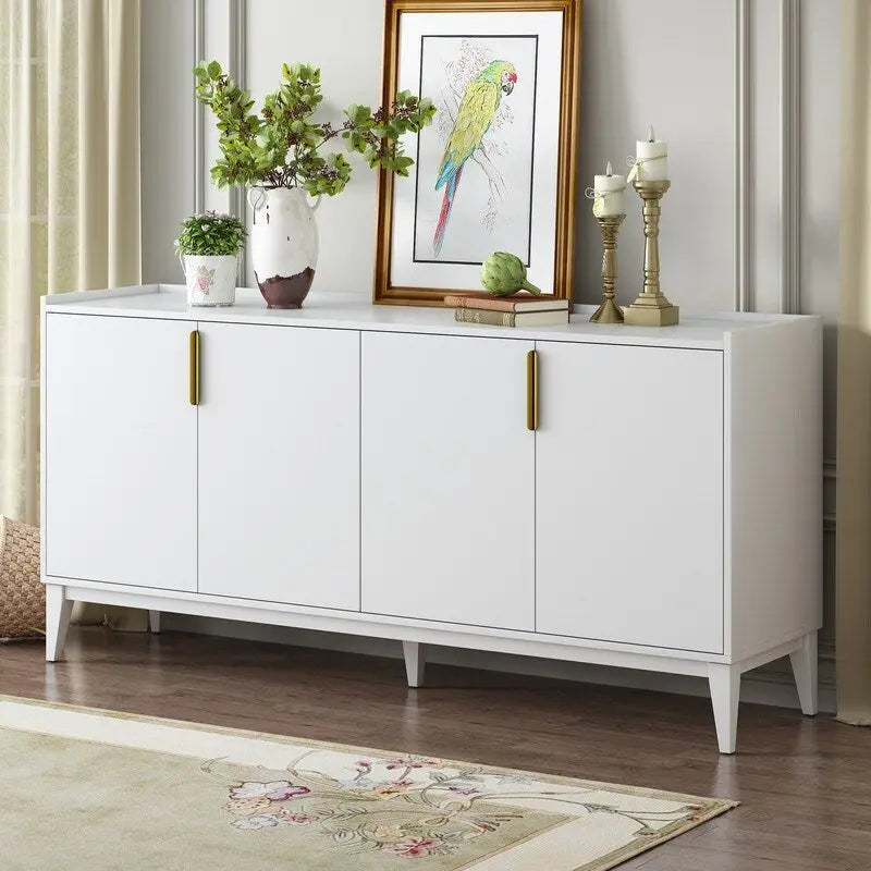 Storage Cabinet Sideboard Wooden Cabinet with 4 Doors for Hallway, Entryway, Living Room, Bedroom, Adjustable Shelf