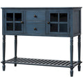 Sideboard Console Table with Bottom Shelf and Farmhouse Wood/Glass Buffet Storage Cabinet - 42L x 14W x 34.2H