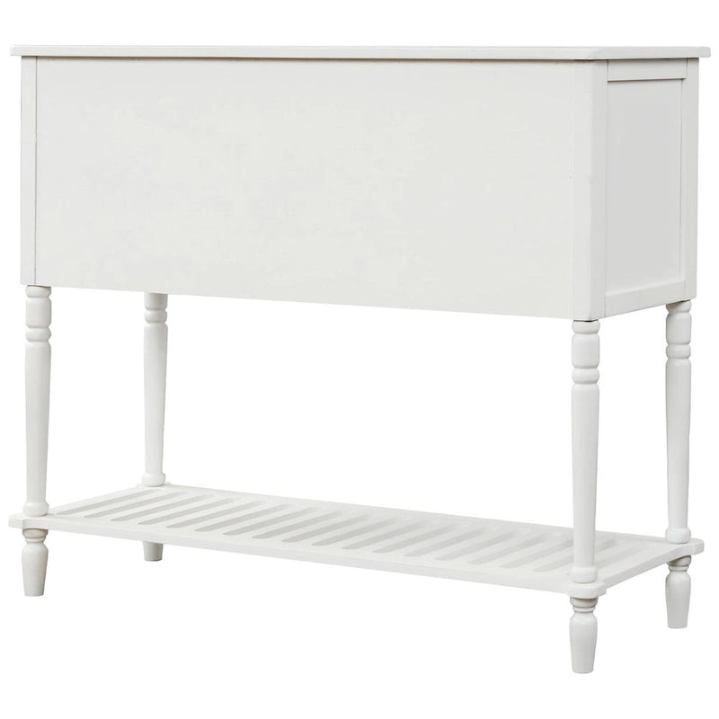 Sideboard Console Table with Bottom Shelf and Farmhouse Wood/Glass Buffet Storage Cabinet - 42L x 14W x 34.2H