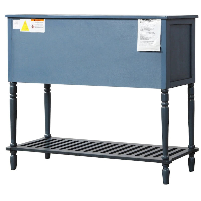 Sideboard Console Table with Bottom Shelf and Farmhouse Wood/Glass Buffet Storage Cabinet - 42L x 14W x 34.2H