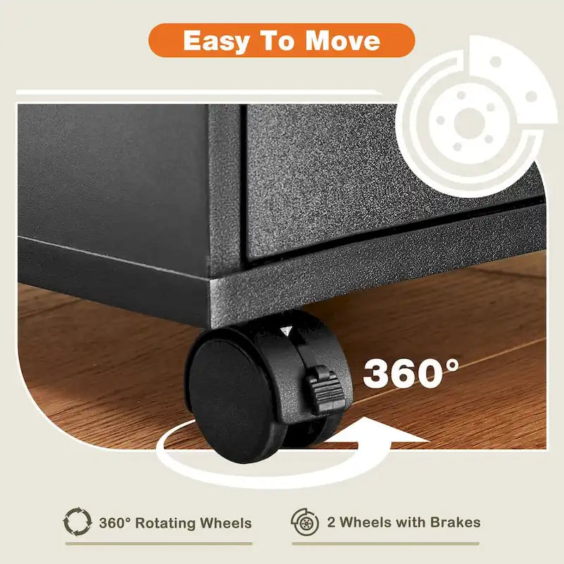 5 Drawer Chest - Storage Cabinets Dressers Wood Dresser Cabinet with Wheels Mobile Organizer Drawers for Office