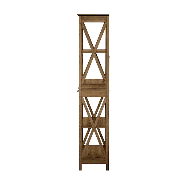 Transitional Four-Shelf Bookcase with 2 Drawers