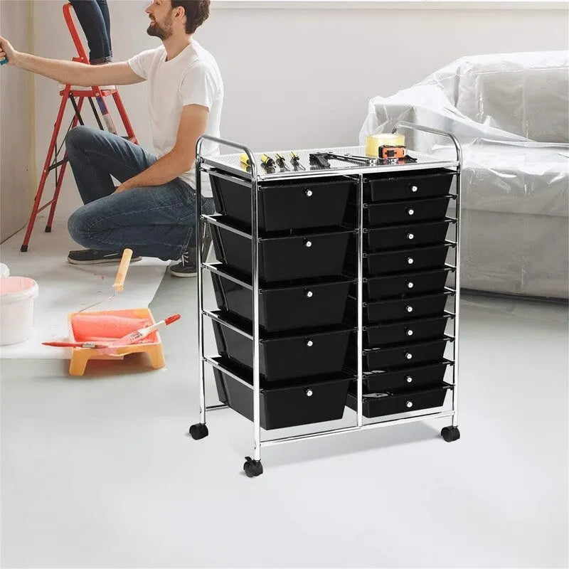 15 Drawer Rolling Storage Cart - 14.5D x 25W x 34.5H