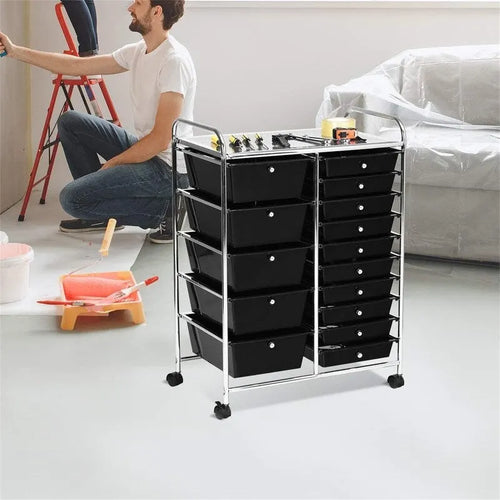 15 Drawer Rolling Storage Cart - 14.5D x 25W x 34.5H