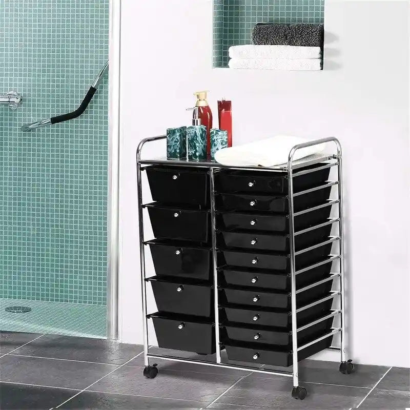 15 Drawer Rolling Storage Cart - 14.5D x 25W x 34.5H