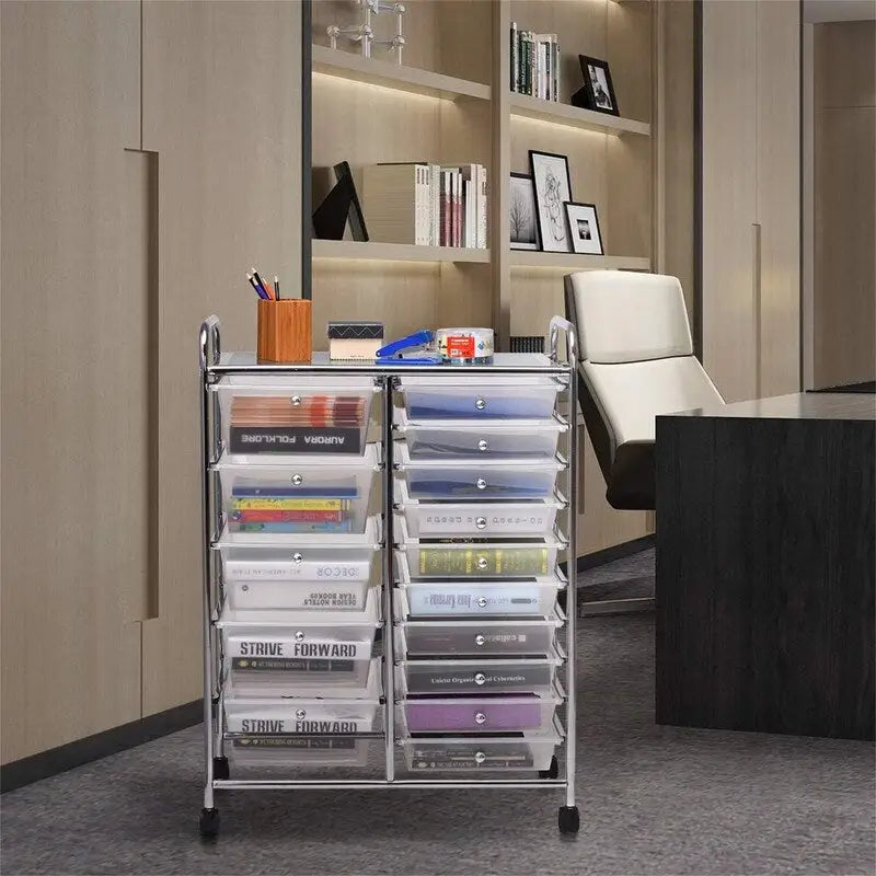 15 Drawer Rolling Storage Cart - 14.5D x 25W x 34.5H