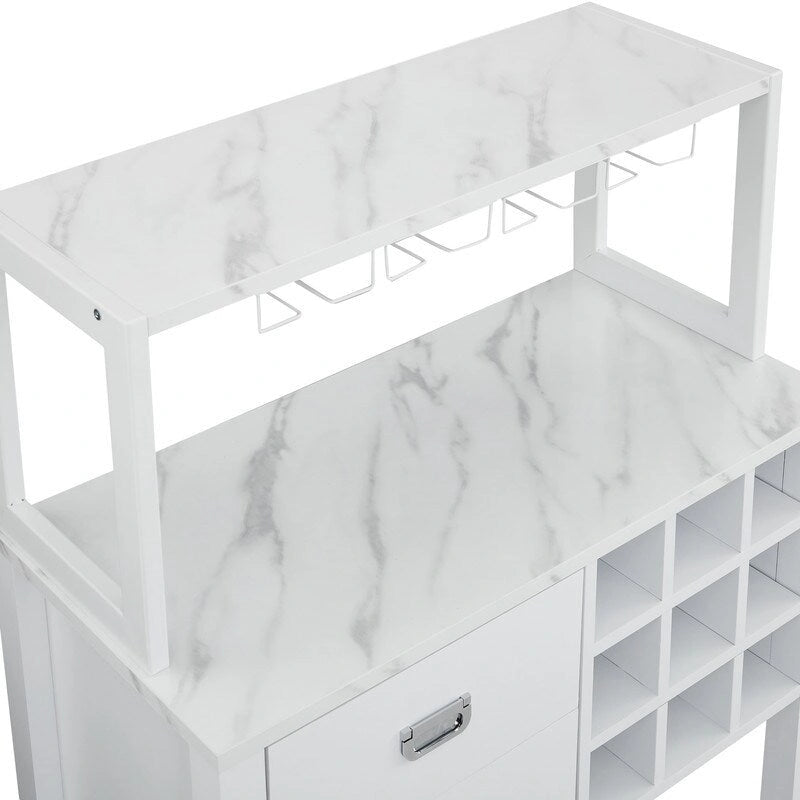 32 in. Wood Buffet Bar Cabinet with Wine Rack - Holds up to 9 Bottles