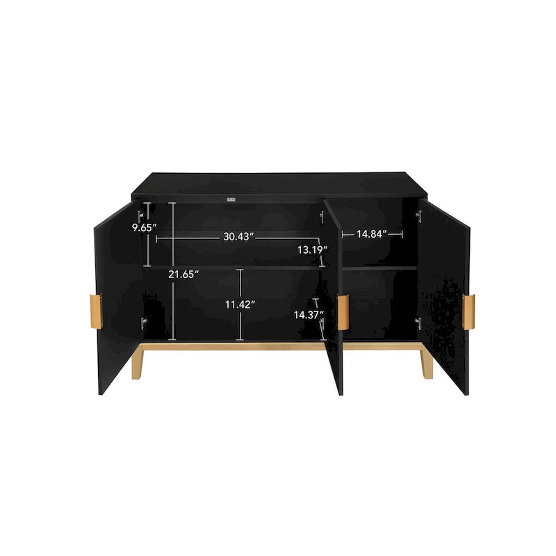 3-Door Sideboard Buffet Cabinet - Black and Gold