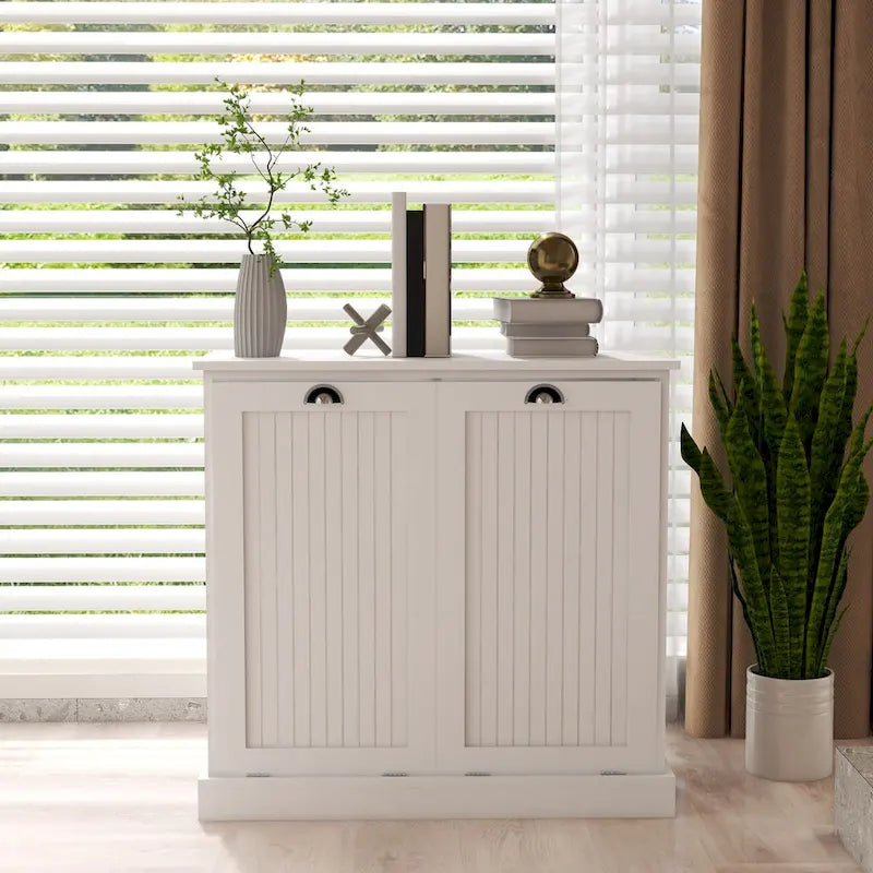 Two-Compartment Tilt-Out Laundry Sorter Cabinet
