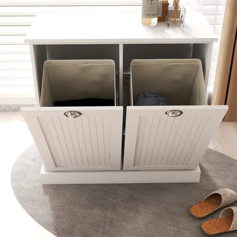 Two-Compartment Tilt-Out Laundry Sorter Cabinet