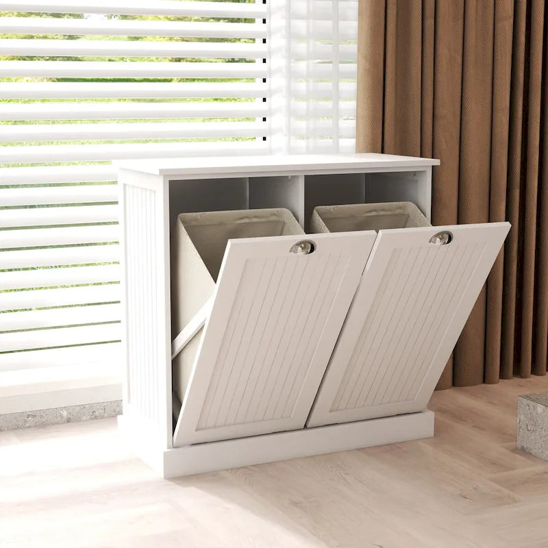 Two-Compartment Tilt-Out Laundry Sorter Cabinet