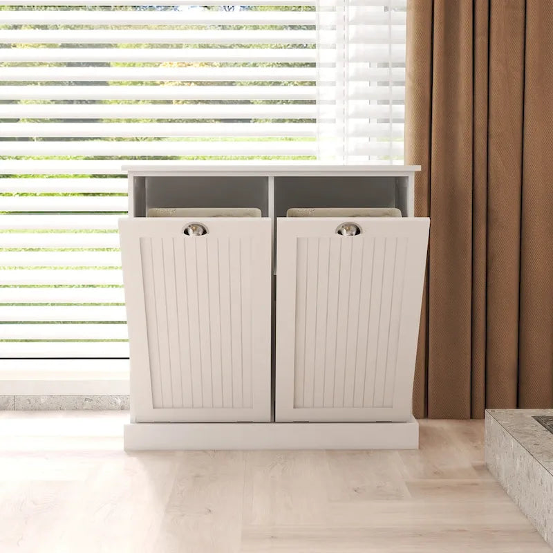 Two-Compartment Tilt-Out Laundry Sorter Cabinet