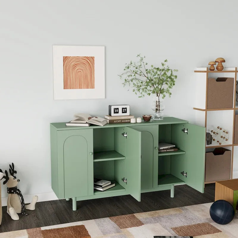 Modern Stylish Sideboard Buffets 4-Door Intaglio Storage Cabinet