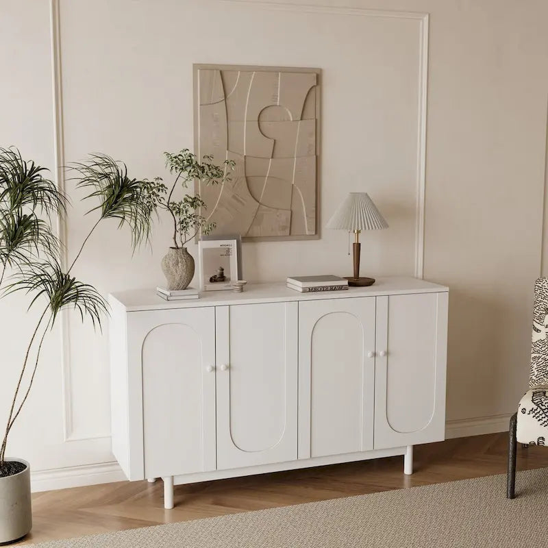 Modern Stylish Sideboard Buffets 4-Door Intaglio Storage Cabinet