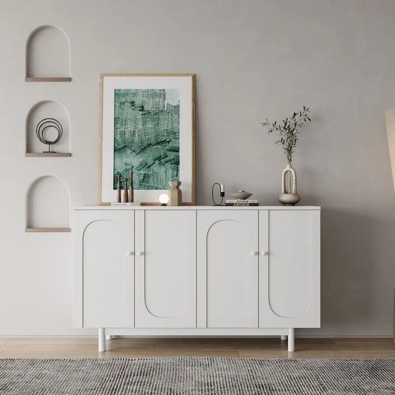 Modern Stylish Sideboard Buffets 4-Door Intaglio Storage Cabinet