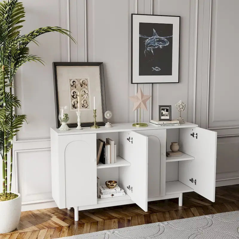 Modern Stylish Sideboard Buffets 4-Door Intaglio Storage Cabinet