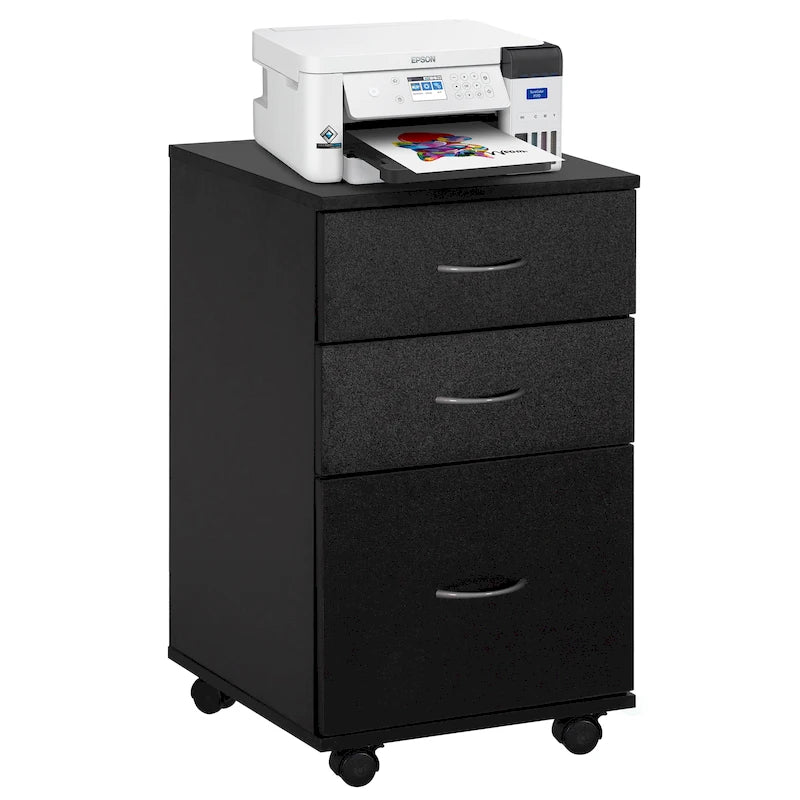 Mobile File Organizer Cabinet with 3 Drawers and Rolling Casters - Perfect for Home Office and Workspace - Fits Under Desk