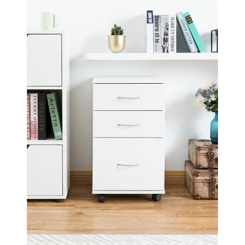 Mobile File Organizer Cabinet with 3 Drawers and Rolling Casters - Perfect for Home Office and Workspace - Fits Under Desk