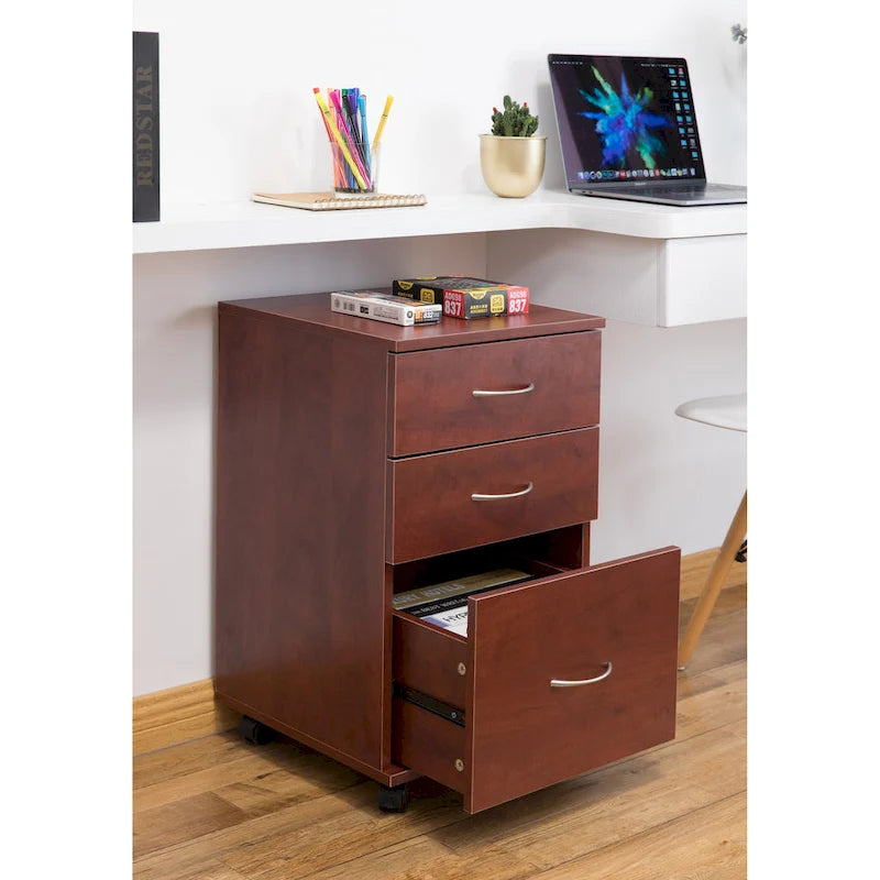 Mobile File Organizer Cabinet with 3 Drawers and Rolling Casters - Perfect for Home Office and Workspace - Fits Under Desk