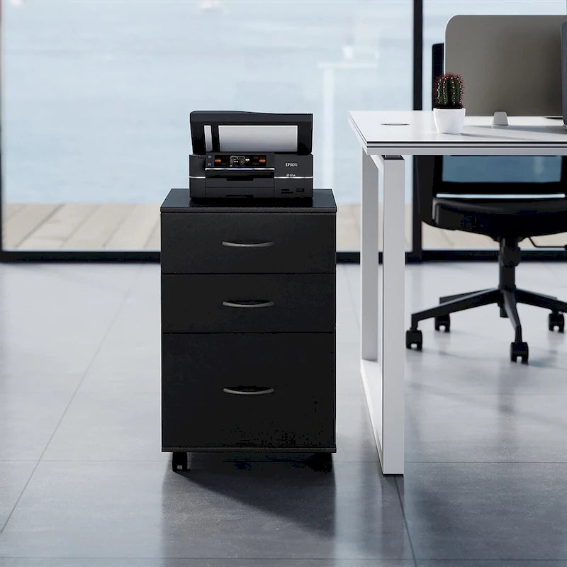 Mobile File Organizer Cabinet with 3 Drawers and Rolling Casters - Perfect for Home Office and Workspace - Fits Under Desk