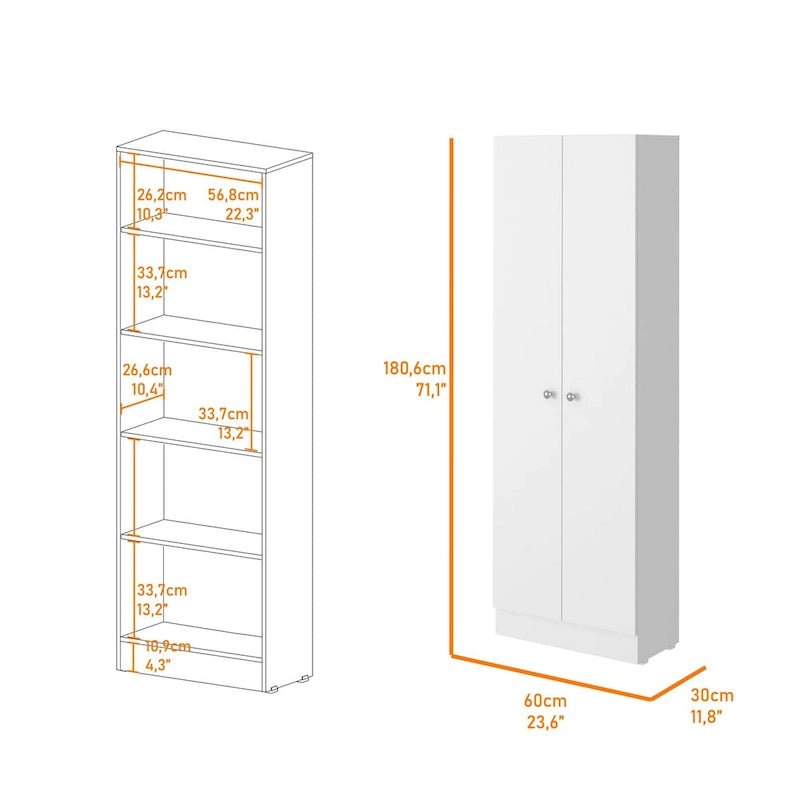 23.6 in. W x 71.1 in. H Freestanding Linen Cabinet with 5 Shelves