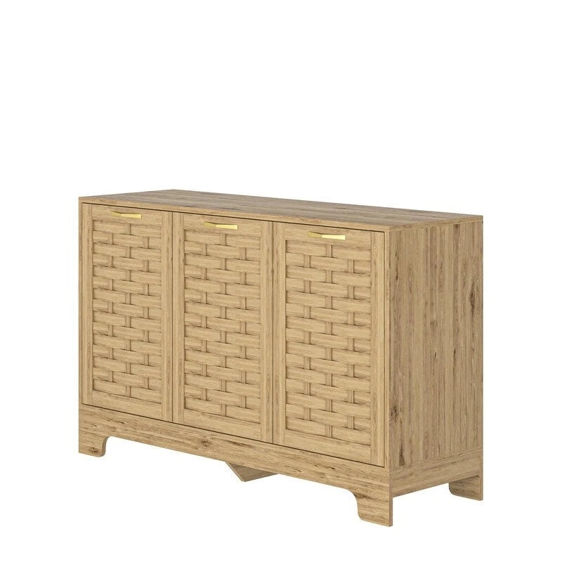 Farmhouse Coffee Bar Storage Cabinet Buffet Sideboard with Adjustable Shelf for Kitchen, Bathroom, Entryway - 3-Door