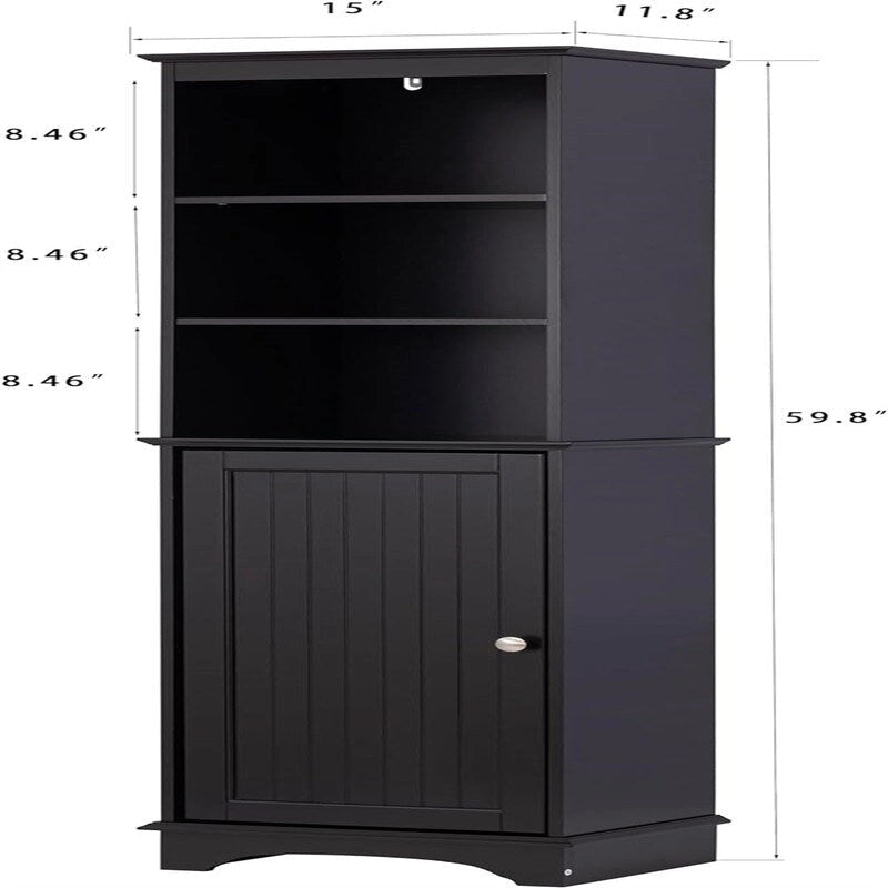 Home Freestanding Storage Cabinet with Three Tier Shelves - 11.8D x 15W x 59.8H
