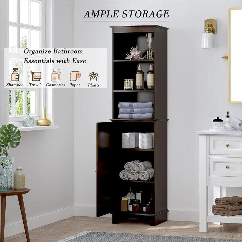 Home Freestanding Storage Cabinet with Three Tier Shelves - 11.8D x 15W x 59.8H