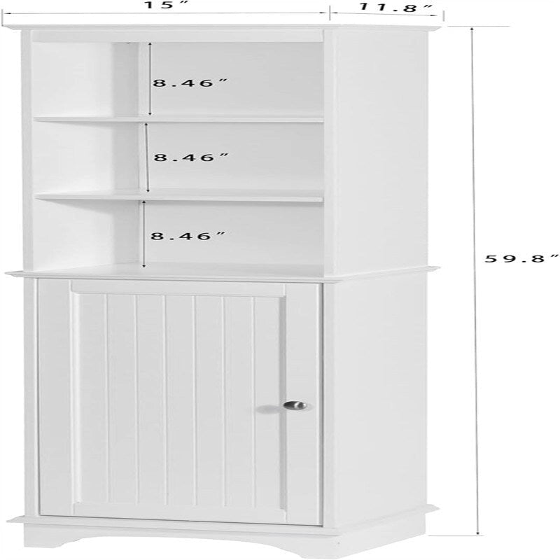 Home Freestanding Storage Cabinet with Three Tier Shelves - 11.8D x 15W x 59.8H
