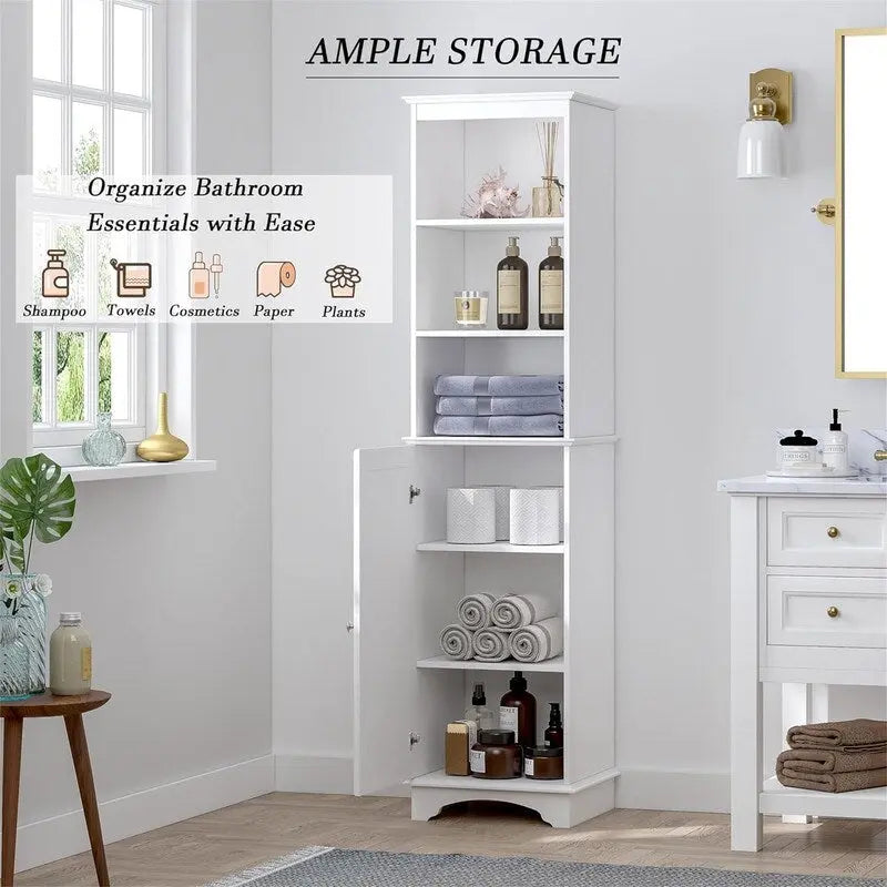 Home Freestanding Storage Cabinet with Three Tier Shelves - 11.8D x 15W x 59.8H