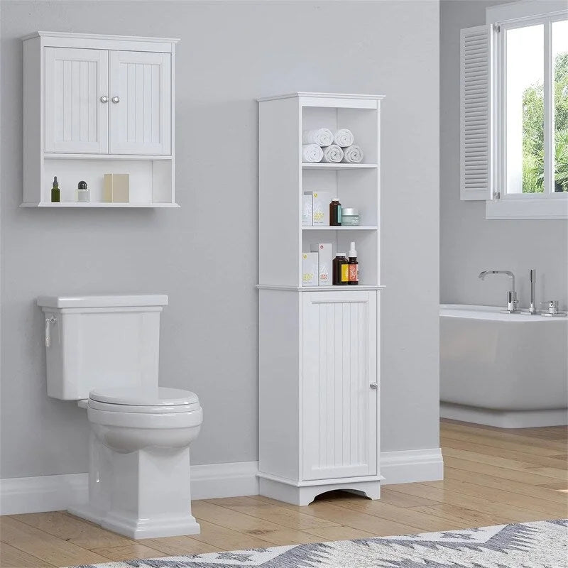 Home Freestanding Storage Cabinet with Three Tier Shelves - 11.8D x 15W x 59.8H