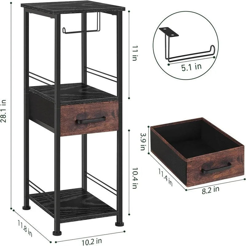 Small Bathroom Storage Shelf Organizer 3 Tier Towel Storage - 10.2D x 11.8W x 28.1H