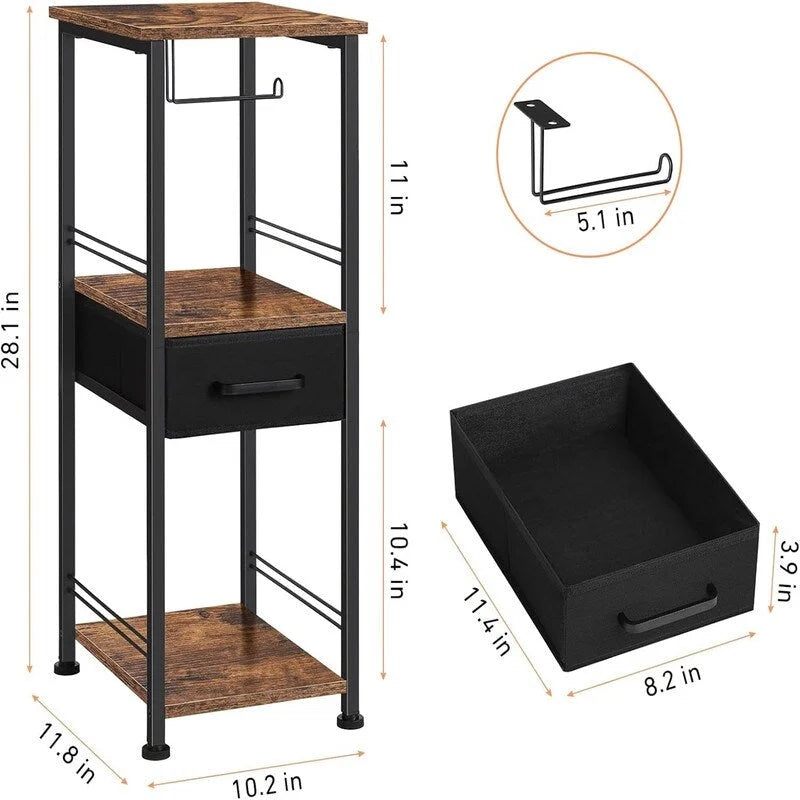 Small Bathroom Storage Shelf Organizer 3 Tier Towel Storage - 10.2D x 11.8W x 28.1H