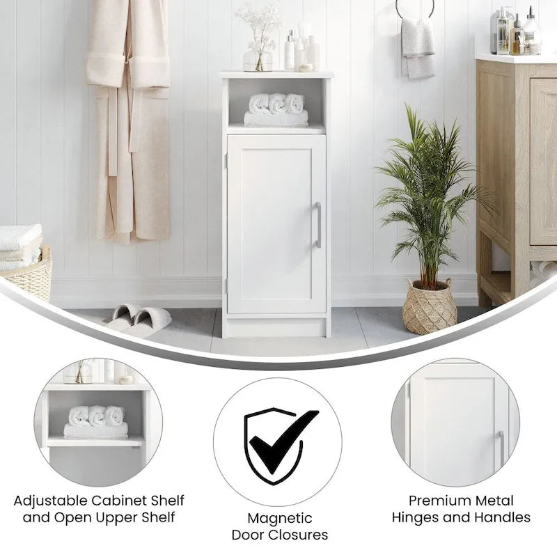 Modern Bathroom Storage Cabinet with Magnetic Close Door and 3 Shelves