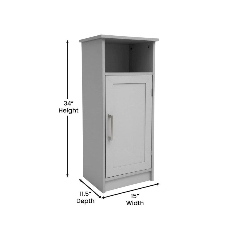 Modern Bathroom Storage Cabinet with Magnetic Close Door and 3 Shelves