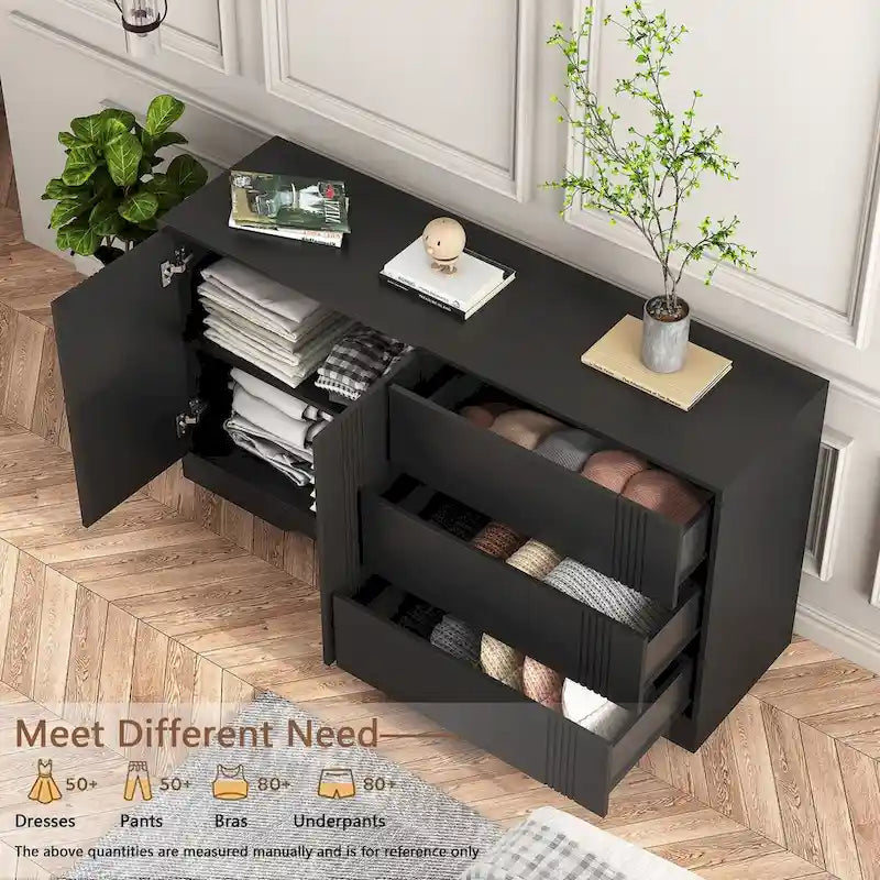 Sideboard Buffet Cabinet with Storage, Modern Kitchen Buffet Storage Cabinet with Drawer and Doors