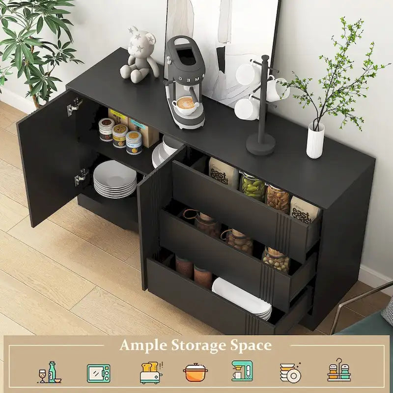 Sideboard Buffet Cabinet with Storage, Modern Kitchen Buffet Storage Cabinet with Drawer and Doors