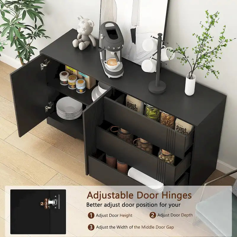 Sideboard Buffet Cabinet with Storage, Modern Kitchen Buffet Storage Cabinet with Drawer and Doors