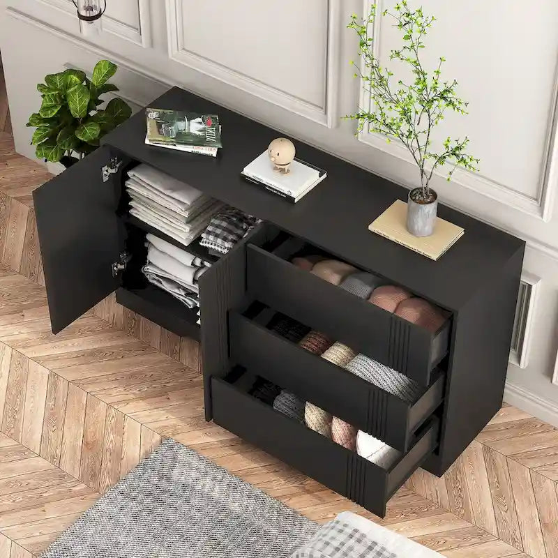 Sideboard Buffet Cabinet with Storage, Modern Kitchen Buffet Storage Cabinet with Drawer and Doors