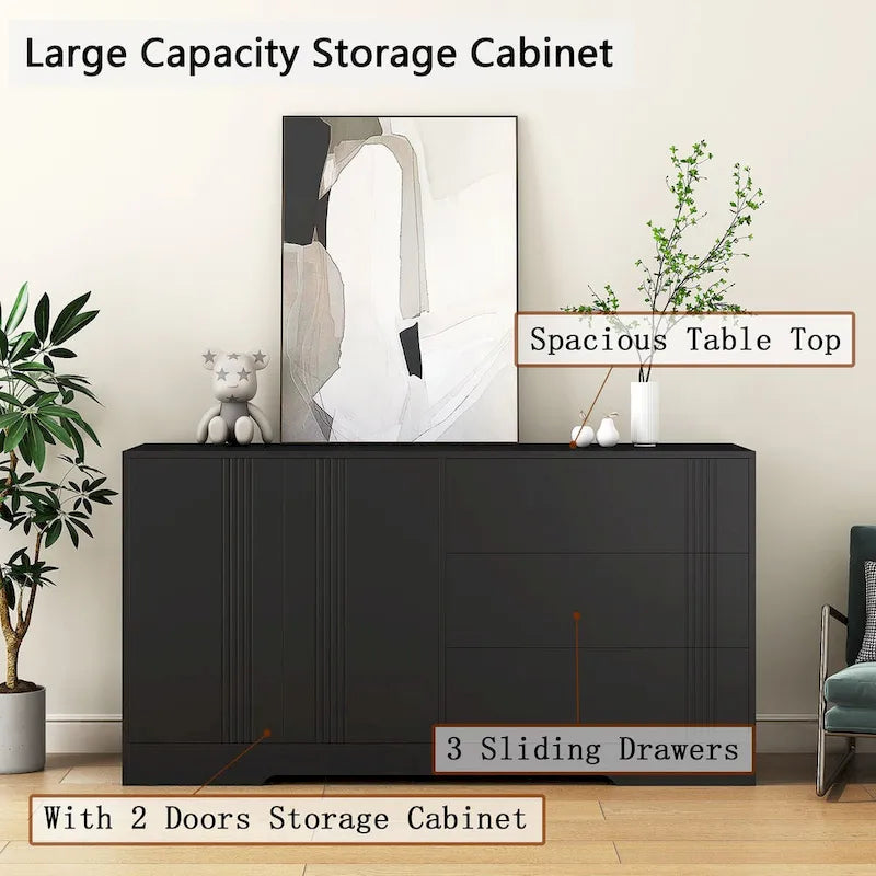 Sideboard Buffet Cabinet with Storage, Modern Kitchen Buffet Storage Cabinet with Drawer and Doors