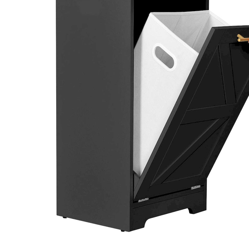 53H 3-Tier Tilt Out Laundry Hamper Bathroom Storage Shelf Cabinet